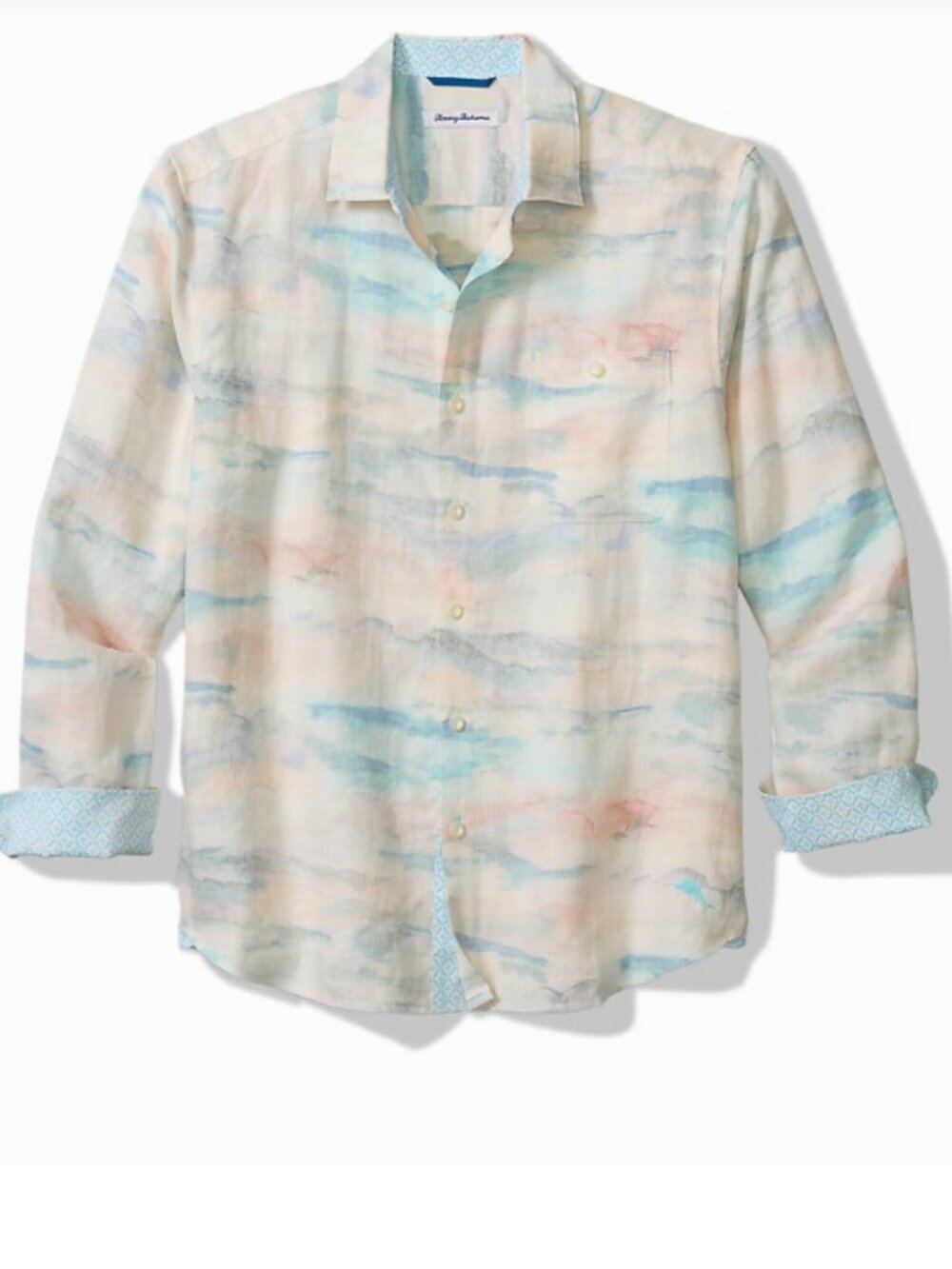 Tommy Bahama Men's Button Down Desert Sky Linen Long-Sleeve‎ Shirt Size Large
